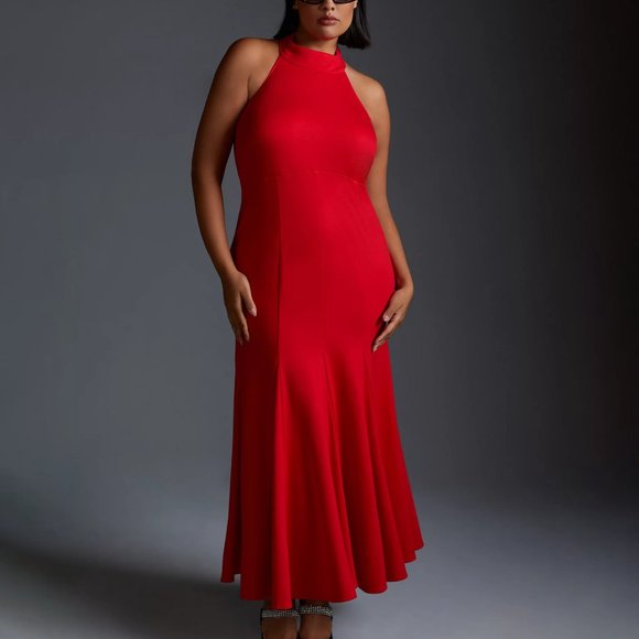 HTF Anthropologie Maeve Halter Midi Dress - Picture 6 of 9